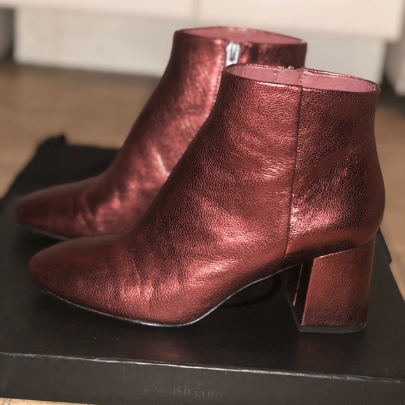 ASH Heroin Metallic Red Leather Booties - Picture 3 of 6